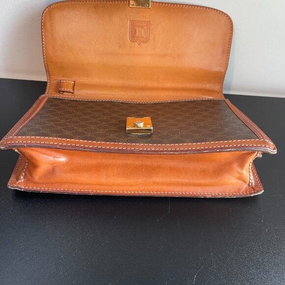Celine Vintage Macadam Clutch Wristlet Bag  w/ Lock and Key - Preowned - Picture 3 of 16